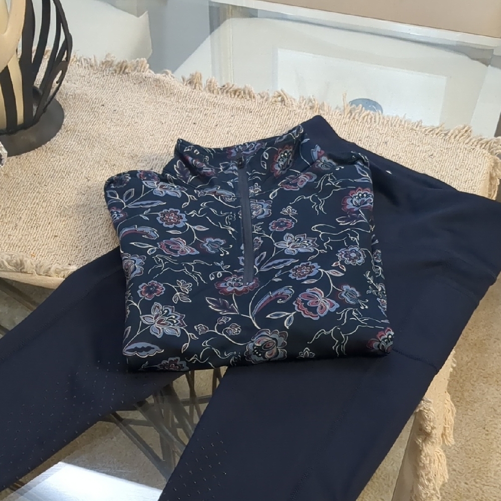 Kerrits Navy Floral Quarter-Zip Top
